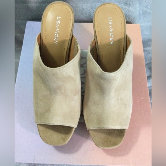 Lisa Vicky Joy Camel Kid Suede Platform Mules Size 9M - Picture 2 of 12